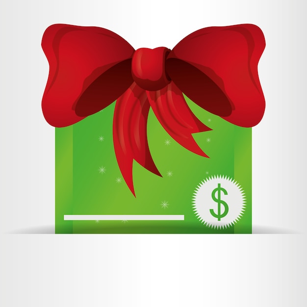 Christmas voucher with decorative bow icon