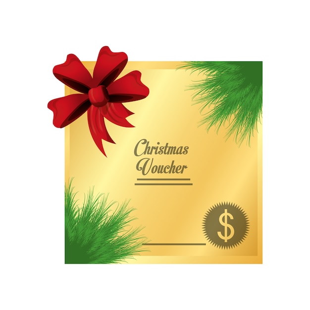 Christmas voucher with decorative bow icon