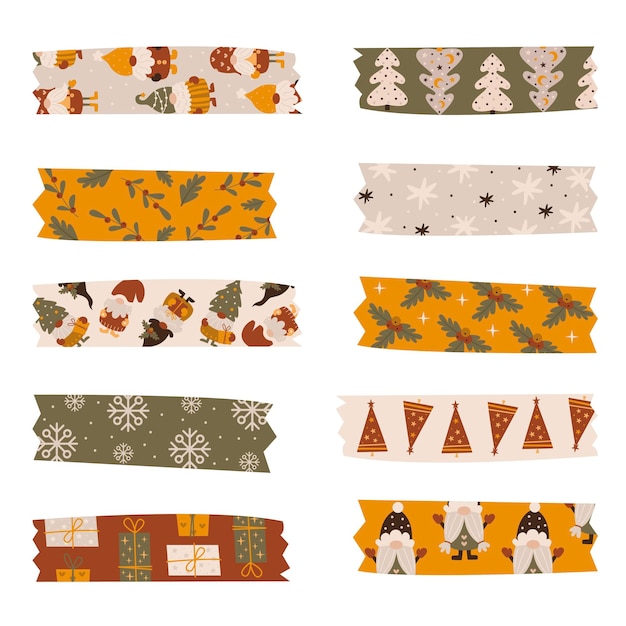 Christmas washi tapes collection. Vector