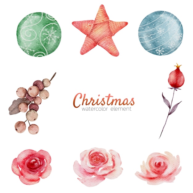 Christmas watercolor element hand painting