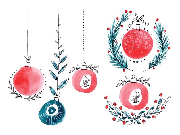 Christmas watercolor hand drawn vector decoration