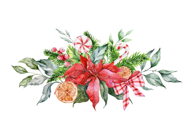 Christmas Watercolor Illustration, Christmas Floral Arrangement