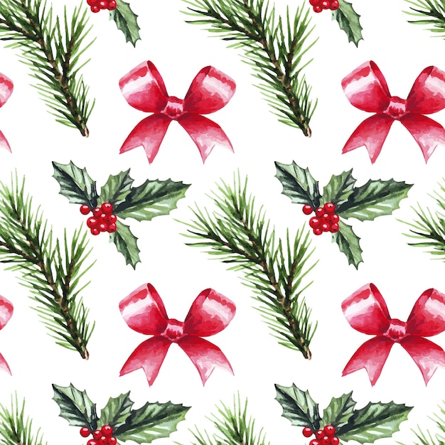 Christmas watercolor seamless pattern background.