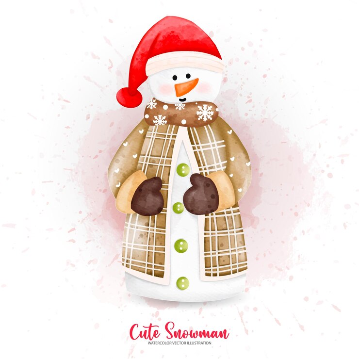 Vector christmas watercolor winter snowman digital paint watercolor illustrationxdxa