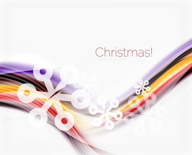 Christmas wave abstract background curve line with snowflakes