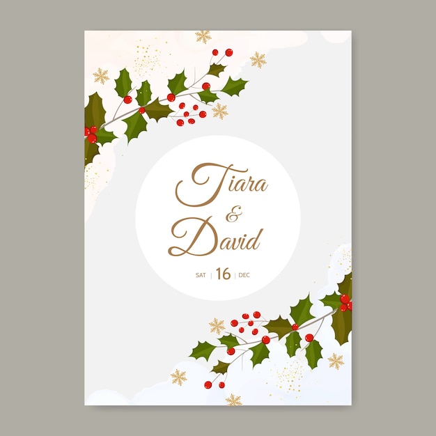 Christmas wedding invitation template