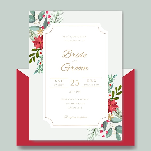 Christmas wedding invitation template