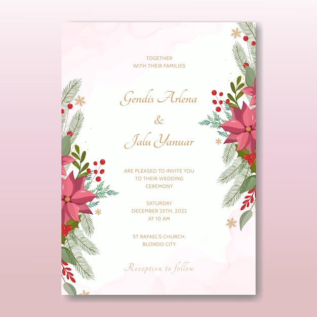 Christmas wedding invitation template