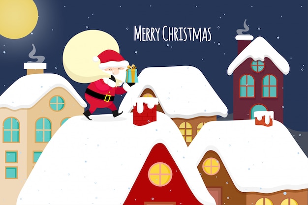 Christmas wenskaart met kerst Santa Claus. Vector illustratie