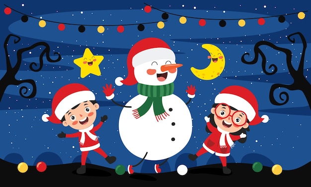 Christmas wenskaart ontwerp met stripfiguren