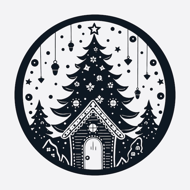 christmas whimsical gingerbread house svg design vector