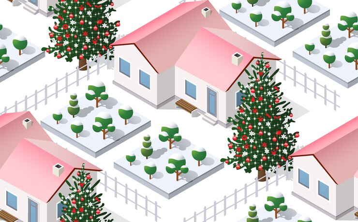 Vector christmas winter city graphic  holiday