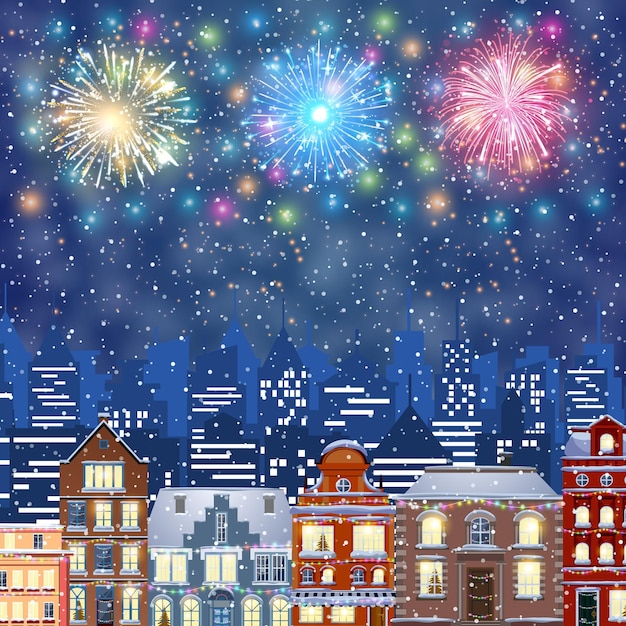 Vector christmas winter cityscape