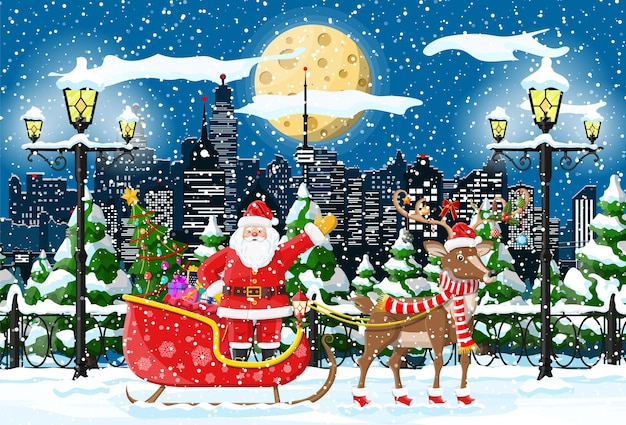 ベクトル クリスマス冬の街並み