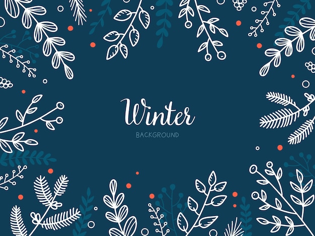 Christmas winter dark floral background