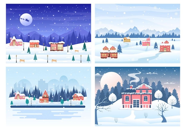 Christmas winter houses background vector