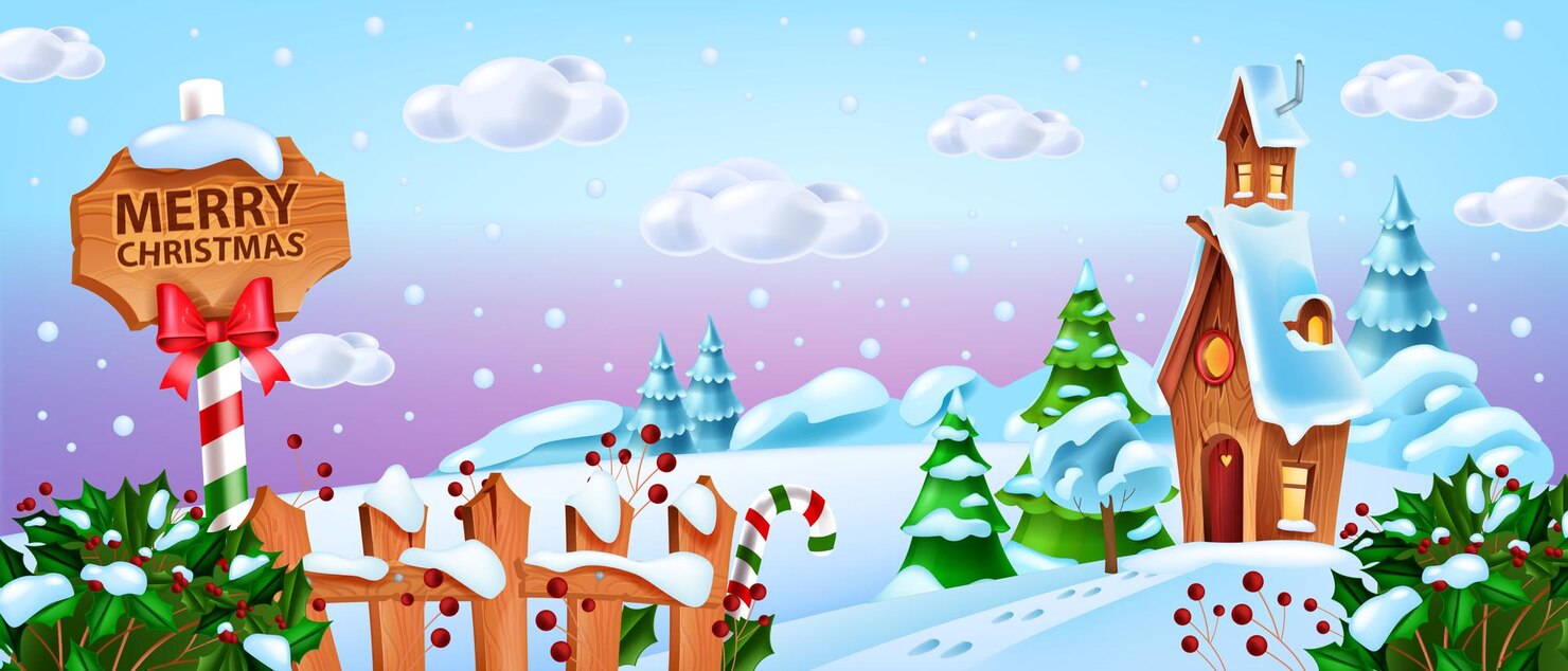 Premium Vector | Christmas winter landscape vector snow santa claus ...