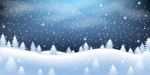 Christmas Winter Landscape With White Snow Frame