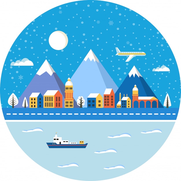 Vector christmas winter landscape