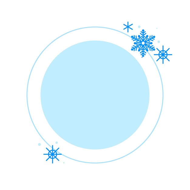크리스마스 겨울 선형 파란색 원 프레임과 스노우플레이크 현대 미니멀리즘 미학 라인
