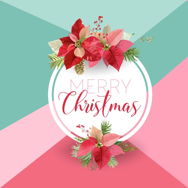 Christmas Winter Poinsettia Flower Banner