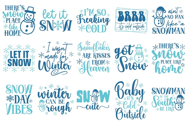 Vector christmas winter quotes and sayings svg set