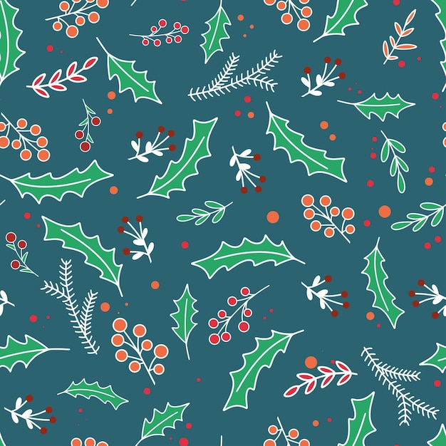 Christmas winter seamless pattern festive traditional background with christmas elements continuous