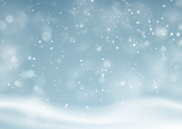 Вектор Рождественский зимний снежный пейзаж фона. зимний снег пыль фон.