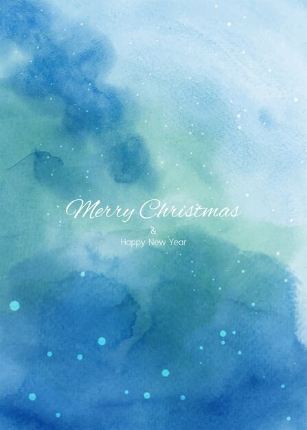 Christmas winter watercolor hand-painted blue gradient background with texture splash snowing