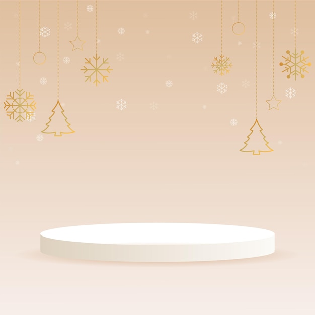 Vector christmas with podium and golden snowflakes