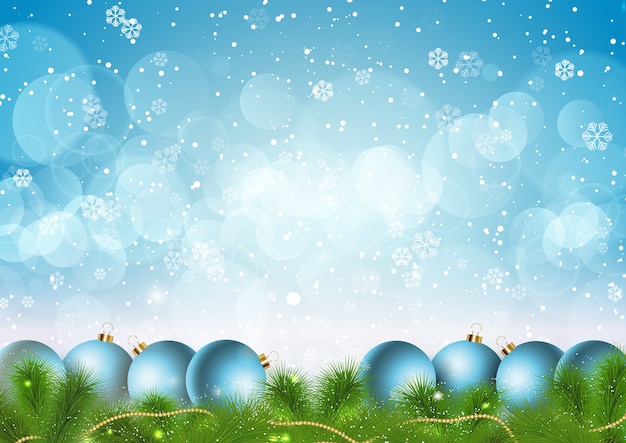 Natale con fiocchi di neve e palline di design