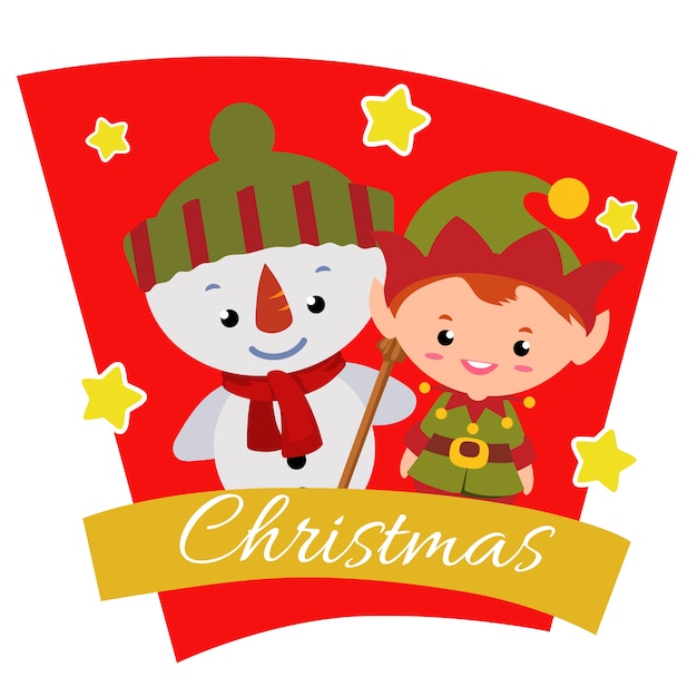 눈사람 캐릭터 엘프와 크리스마스