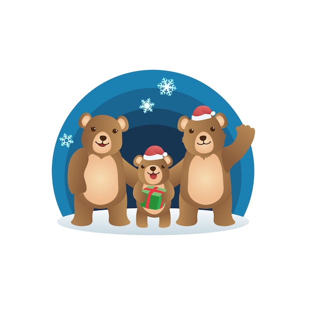 Christmas with teddy bear family