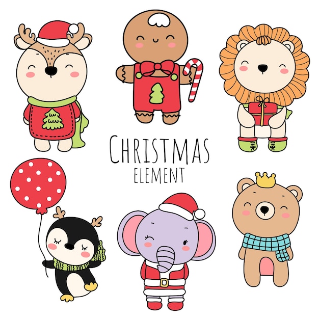 Premium Vector | Christmas woodland, christmas animal.