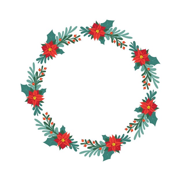 Christmas wreath christmas pattern christmas card vector illustration in flat cartoon style