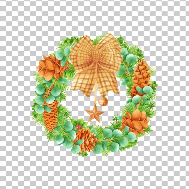 Christmas wreath christmas wreath, a gold bow and a bow png clipart