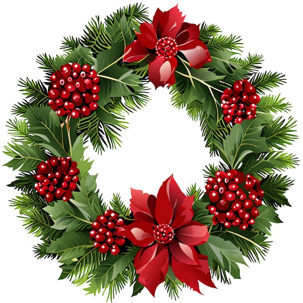 Christmas wreath clipart on white background Perfect for card invitations