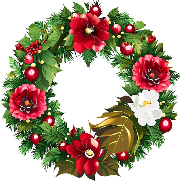 Christmas wreath clipart on white background Perfect for card invitations