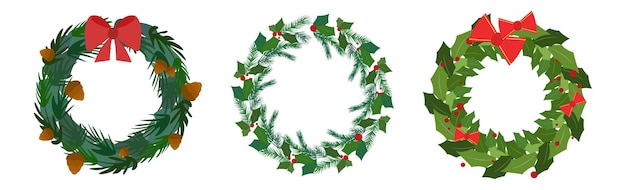 Christmas wreath decoration for celebration Christmas greeting card Round Christmas wreath collection