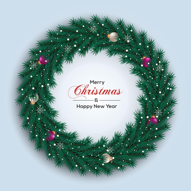 Christmas  Wreath Decoration  Green Pine Leaf And Red Color Ball