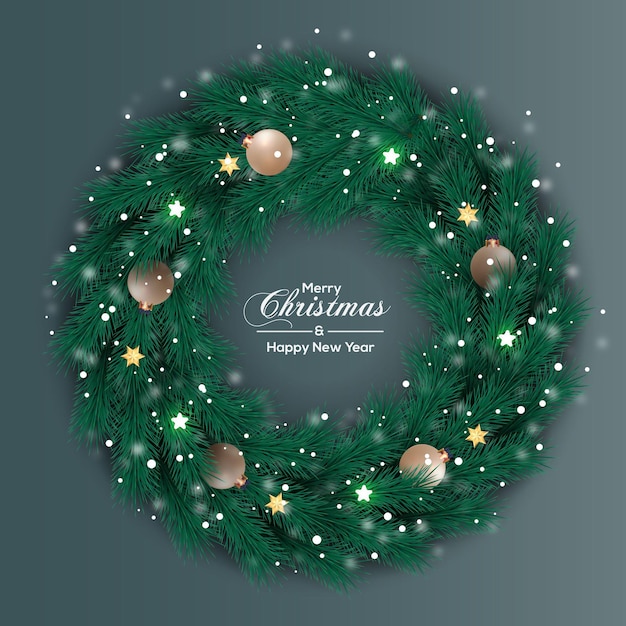 Christmas wreath decoration green pine leaf with silver  ball