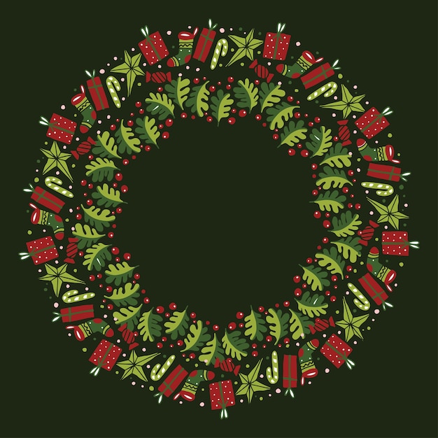 Christmas wreath design vector.