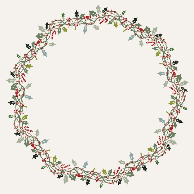 Christmas Wreath Design Vector.