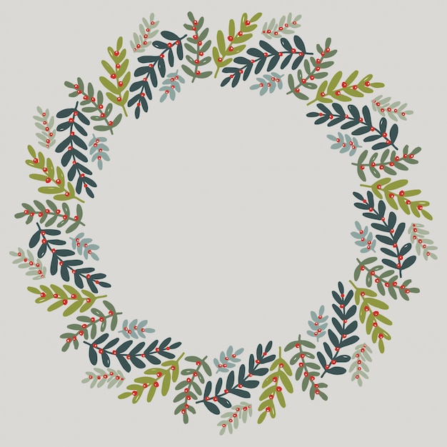 Christmas Wreath Design Vector.