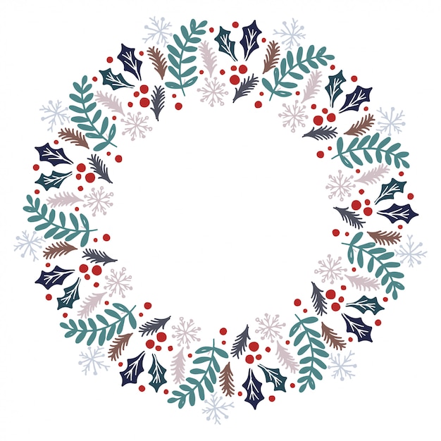 Christmas Wreath Design Vector.