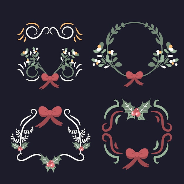 Christmas wreath elements
