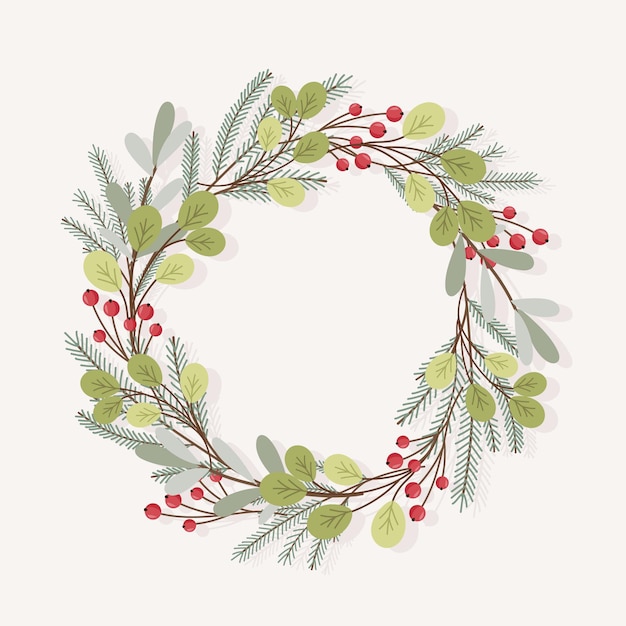 Christmas wreath in flat design