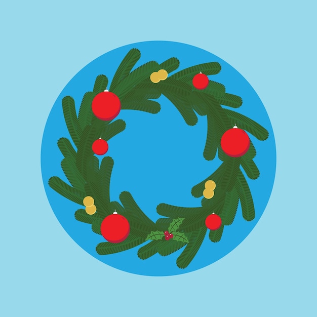 Christmas wreath flat Vector