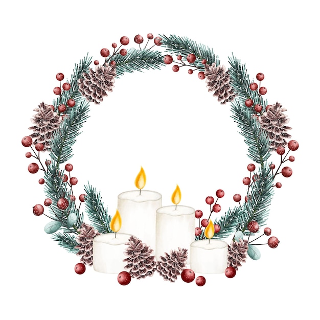 Christmas wreath illustration Watercolor vector