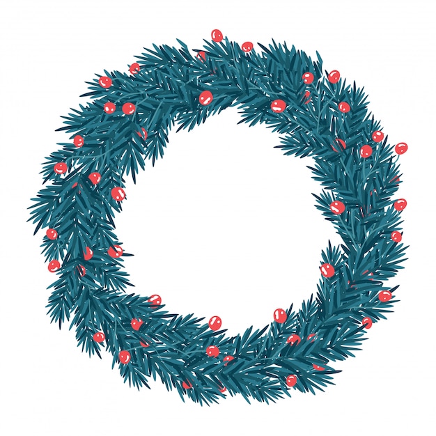 Christmas wreath isolated on white background